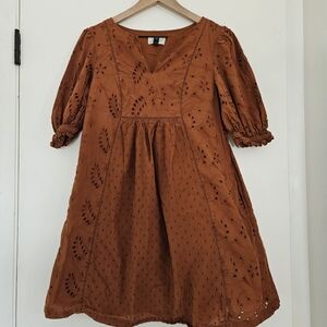 Universal Thread Women's Brown Eyelet Dress